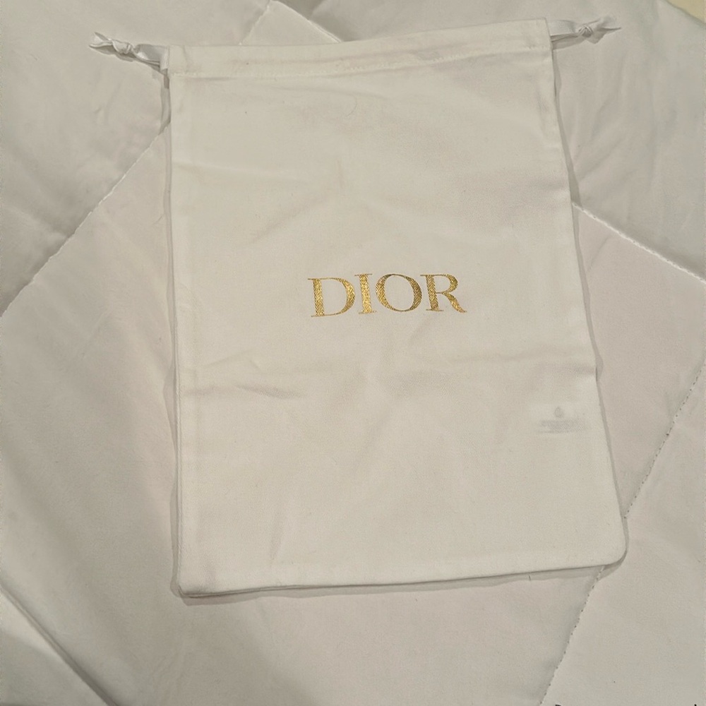 DIOR white gold drawstring dust bag for belt handbag purse or shoes.